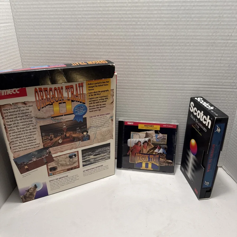 Vintage Oregon Trail II CD-ROM for PC Or Macintosh MECC (1994) With Box &‎ VHS